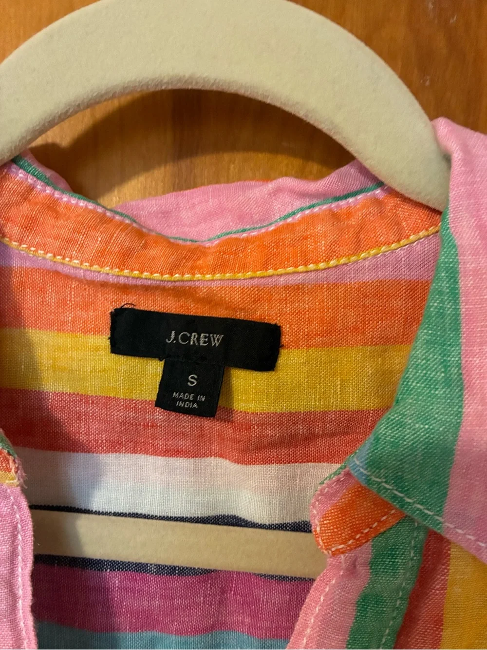 J.Crew linen oversized striped Short-Sleeve popover shirt